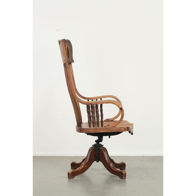 Early 20th Century Desk Chair with Wood Carving For Sale - Image 3 of 15