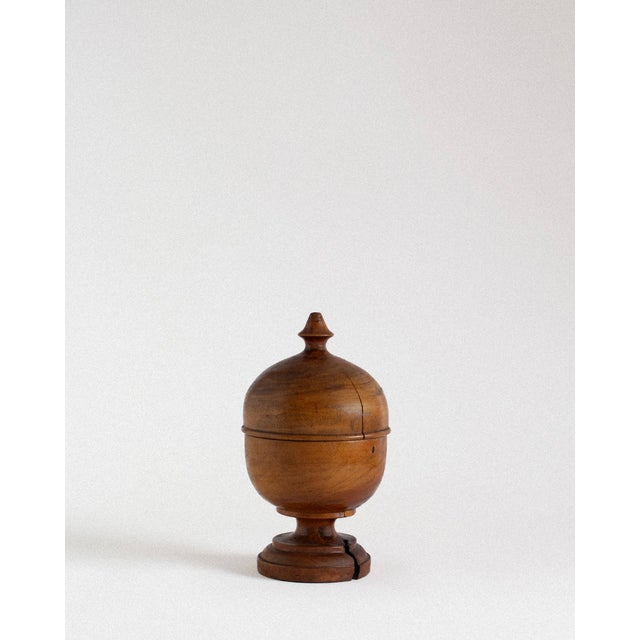 Wood Vintage Apothecary Jar in Walnut Wood, 1920s For Sale - Image 7 of 7