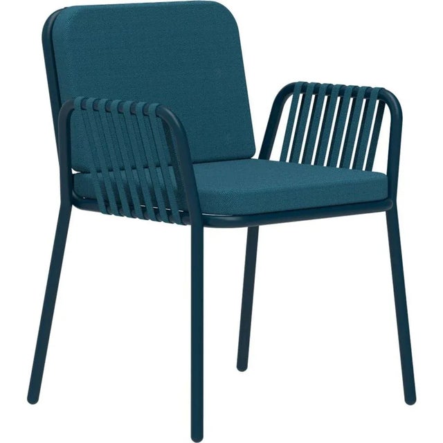 Ribbons navy armchair by mowee dimensions: d60 x w62 x h83 cm (seat height 48). Material: aluminum and upholstery. Weight:...