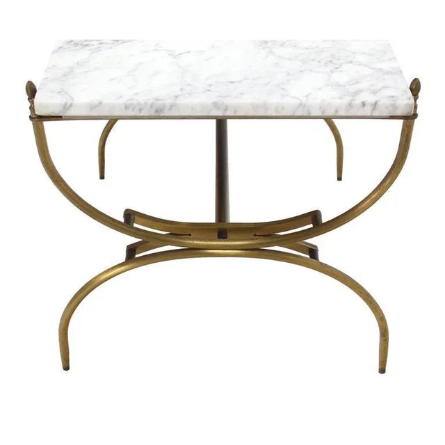 Mid-Century Modern Solid Brass Marble Top Arch Shape Legs Side Table For Sale - Image 6 of 10