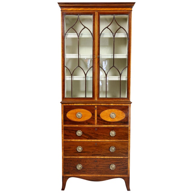 George III Small Mahogany and Satinwood Secretaire For Sale - Image 13 of 13