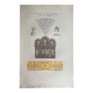 Mid 19th Century French Etching Reproduction of Embroidery Patterns in the Court of Henry III by Nicolas Xavier Willemin For Sale