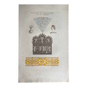 Mid 19th Century French Etching Reproduction of Embroidery Patterns in the Court of Henry III by Nicolas Xavier Willemin