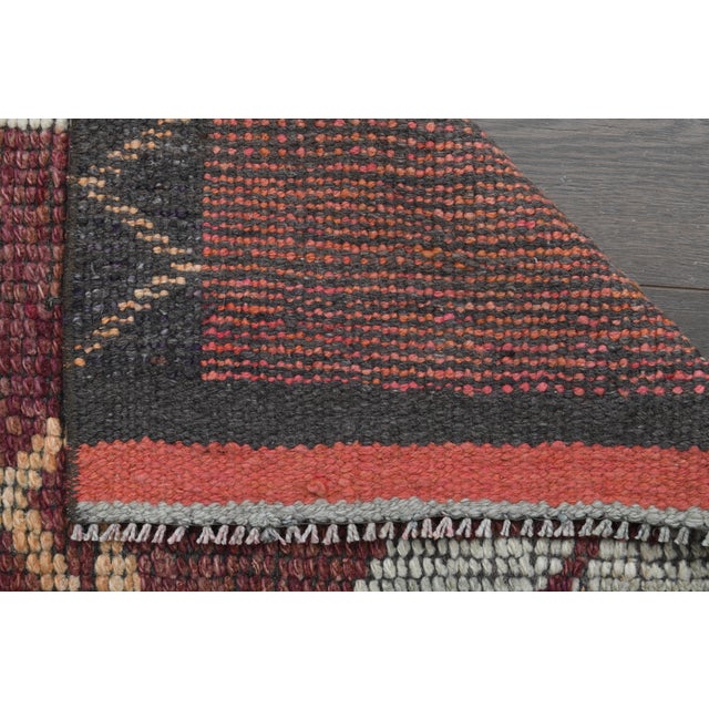 Textile 1970s Vintage Turkish Handmade Wool & Cotton Pink Runner Rug For Sale - Image 7 of 11