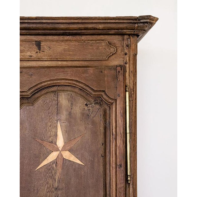 Early 19th Century French Louis Xv Style Armoire or Wardrobe with Star Shaped Inlays For Sale - Image 9 of 14