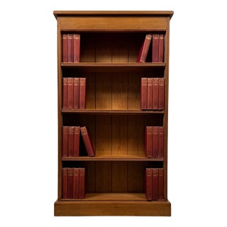 Vintage 20th Century English Pine Open Bookcase For Sale