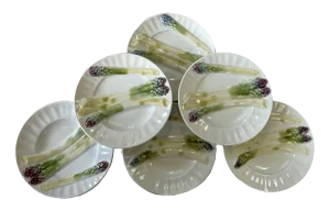Vintage Earthenware Asparagus Plates from Lunéville, Set of 6