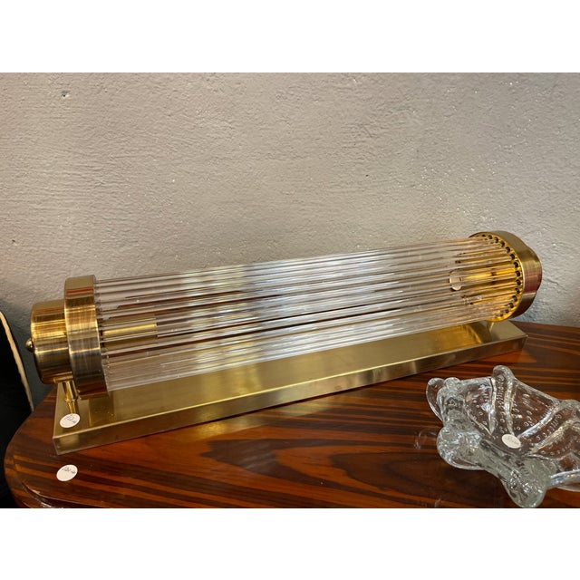 Vintage Crystal Sconce in Brass and Crystal, 1940s For Sale - Image 6 of 7