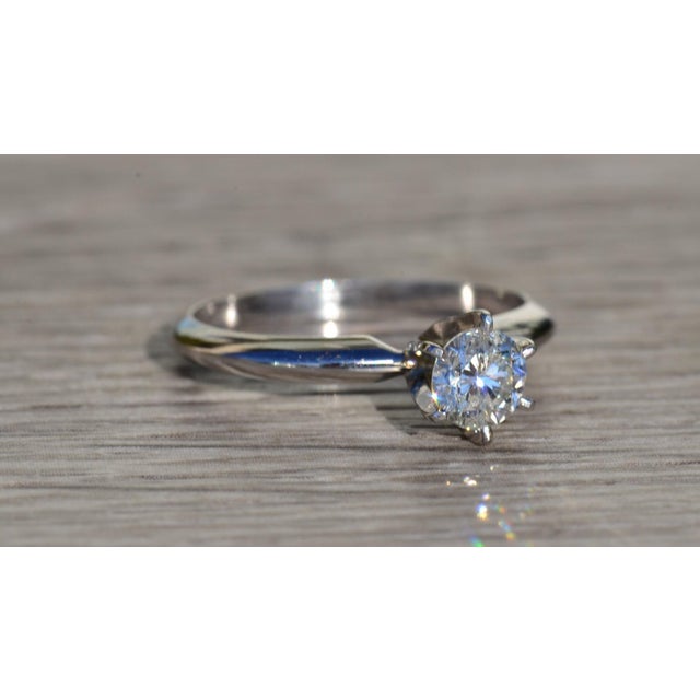 Metal The Hammondville: Ladies 14K White Gold 0.50 CT Solitaire Diamond Engagement Ring For Sale - Image 7 of 10