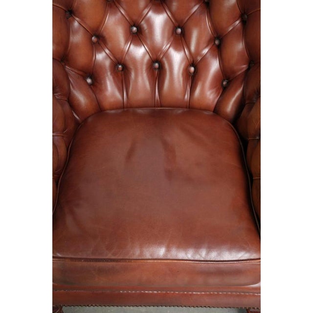 Chesterfield Club Chair in Cowhide Leather For Sale - Image 6 of 13