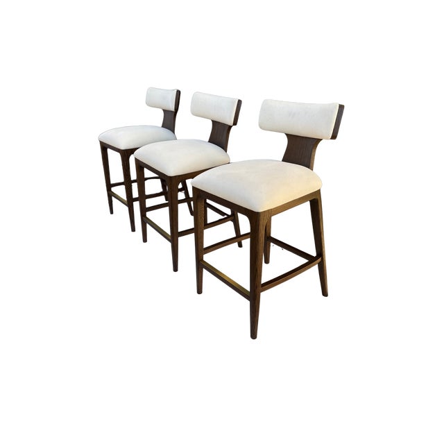 Rh Ligné Fabric Counter Stools — Set of 3 For Sale - Image 14 of 15