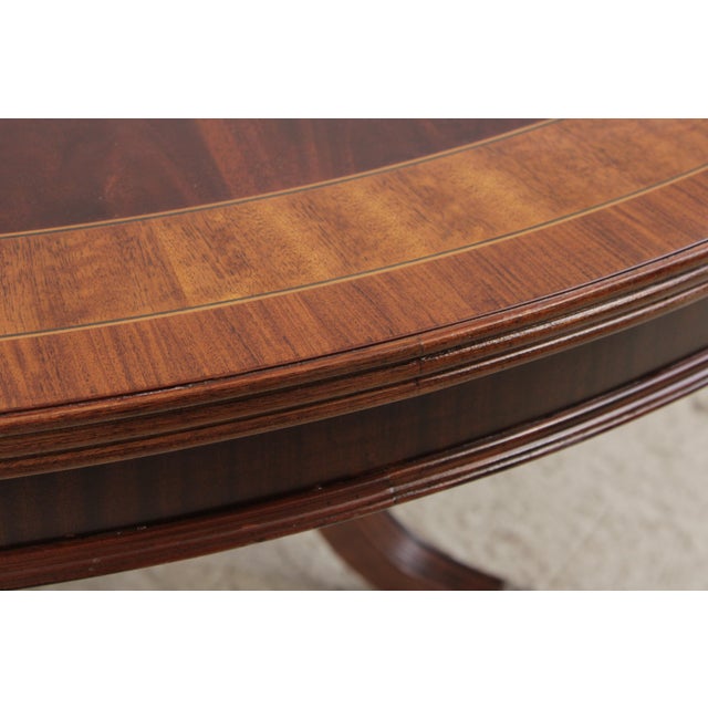 Round Large Banded Mahogany Inlaid Dining Table For Sale In Philadelphia - Image 6 of 18