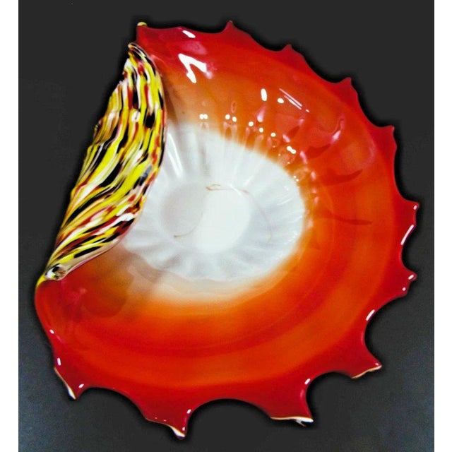 Glass 1950s Murano Art Glass Vibrant Confetti Handblown Scalloped Rim Centerpiece Bowl For Sale - Image 7 of 17