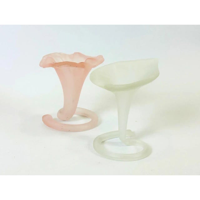 Vintage Frosted & Pink Hand Made Glass Lilly Vases from Stiver, 1970s, Set of 2 For Sale - Image 6 of 10