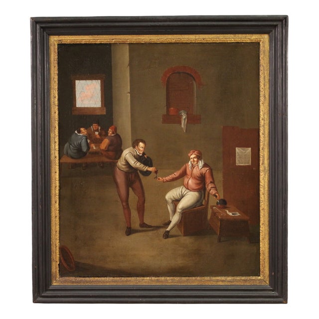 Flemish Artist, Interior Scene, 1670, Oil on Canvas For Sale