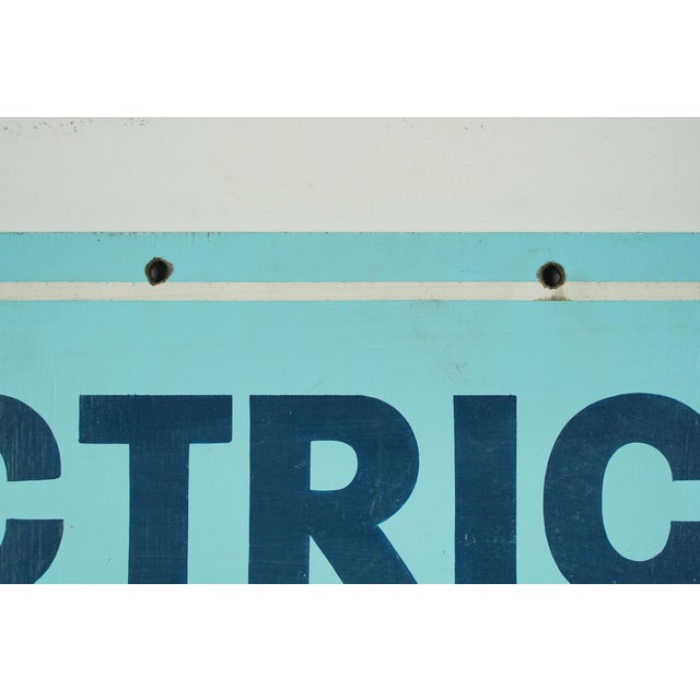 Vintage French Wood General Electricity Commercial Sign For Sale - Image 4 of 5