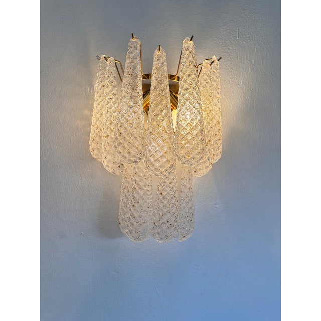 Contemporary Modern “Conchiglie” Murano Glass Gold Wall Sconce-Set of Two For Sale - Image 6 of 8