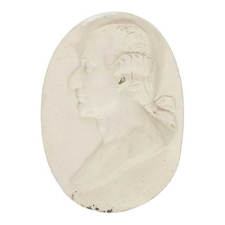 19th Century Neoclassical Painted Marble Relief Portrait Oval Plaque For Sale