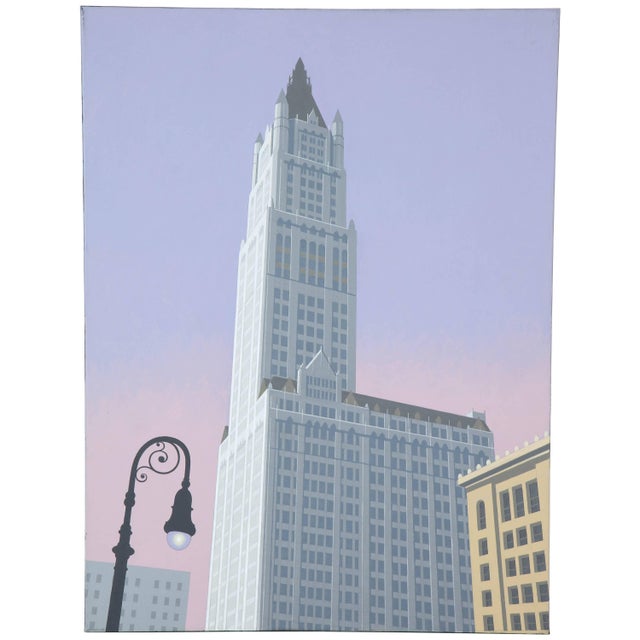 Lavender "Woolworth" Contemporary Architectural Acrylic Painting by Lynn Curlee For Sale - Image 8 of 8