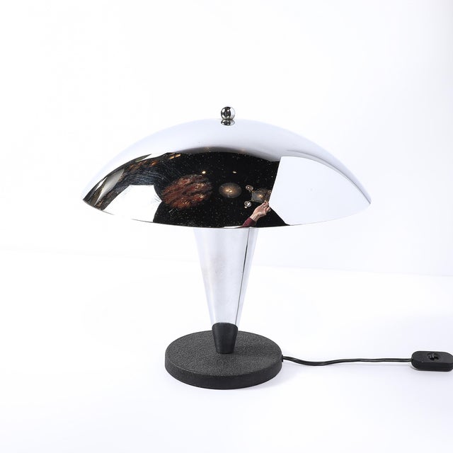 This exceptional Art Deco Machine Age style table or desk lamp embodies the sleek industrial aesthetic of the era. Its...