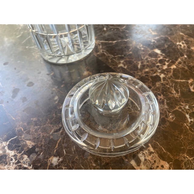 Glass Heavy Lead Crystal Cookie Jar With Lid For Sale - Image 7 of 7