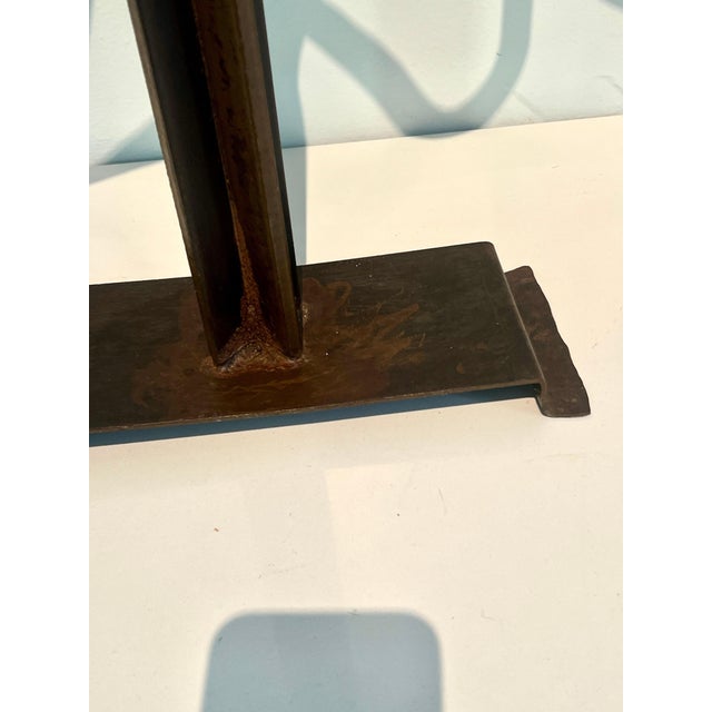 Pair Hand Crafted Brutalist Iron Candelabra With 5 Candle Holders For Sale - Image 11 of 12