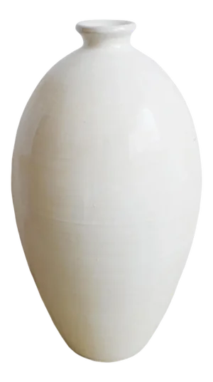 Vintage Farmhouse White Ceramic Milk Pottery Vase