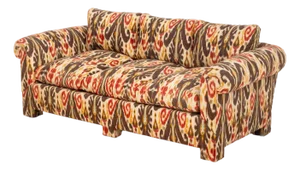Modern Ikat Fabric Upholstered Three-Seat Sofa