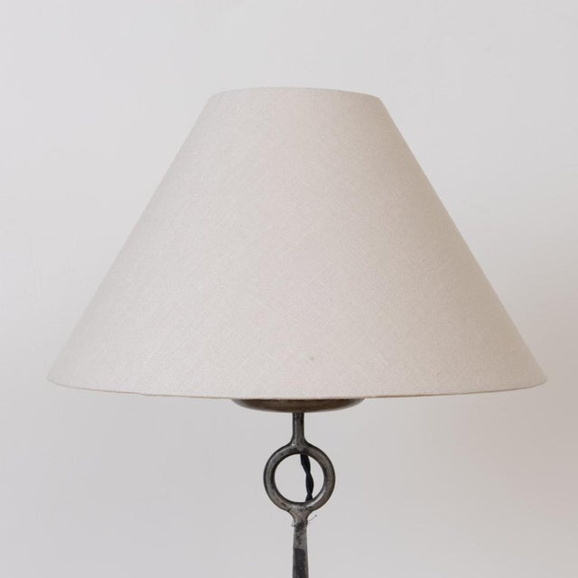 1930s French Tall Iron Brutalist Table Lamp For Sale In Los Angeles - Image 6 of 13