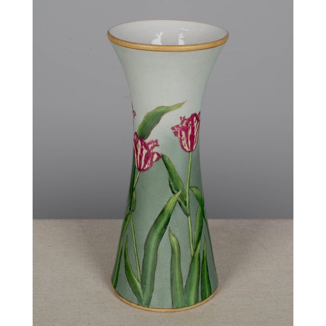 Celadon French Art Nouveau Ceramic Tulip Vase For Sale - Image 8 of 13