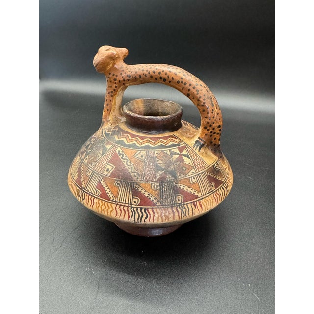 Folk Art Pre-Colombian Peruvian Stirrup Spout Ceramic Vessel For Sale - Image 3 of 14