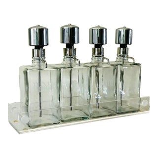 1970s Bar Decanter Set on Lucite Tray- 5 Pieces For Sale