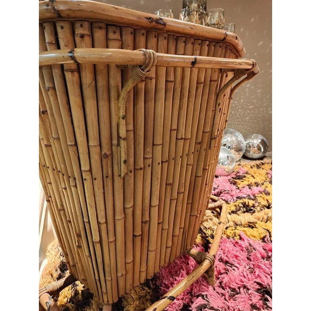 Wood Vintage Bamboo Rattan Cocktail Bar, 1970s For Sale - Image 7 of 7