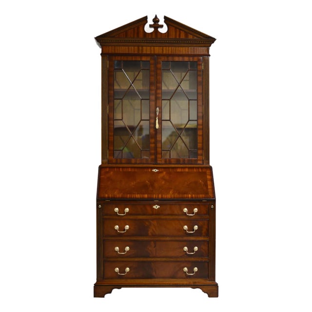 Mid Century American Colonial Revival Mahogany Drop Front Bureau Butler's Secretary Desk For Sale