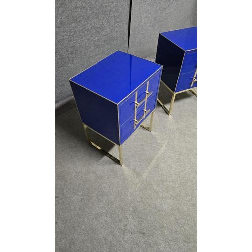 Blue Glass Bedside Tables by Justfurnituress, Set of 2 For Sale - Image 9 of 13