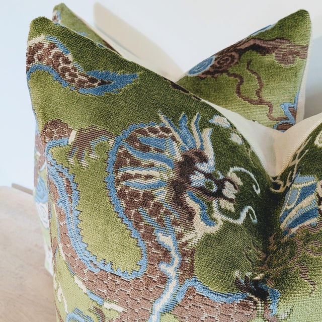 Textile Pierre Frey Wanly Pillows in Foret Green - Pair 22" For Sale - Image 7 of 9