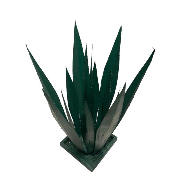 Handcrafted Moroccan Green Sculptural Metal Agave For Sale In West Palm - Image 6 of 12