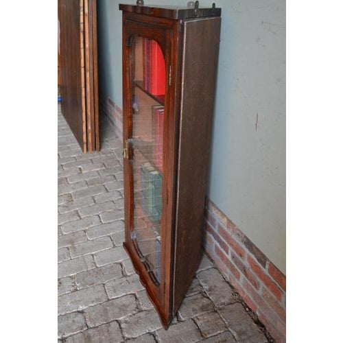 Brown Antique Oak Biedermeier Wall Corner Cupboard For Sale - Image 8 of 11