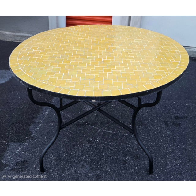 Sculpture Materials 48" Handcrafted All Yellow Moroccan Mosaic Table, Squares For Sale - Image 7 of 7