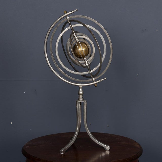 Steel and Brass Copernican Armillary Sphere, 1930s For Sale - Image 17 of 18