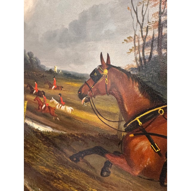 Early 20th Century English Hunting Oil on Canvas For Sale - Image 5 of 10