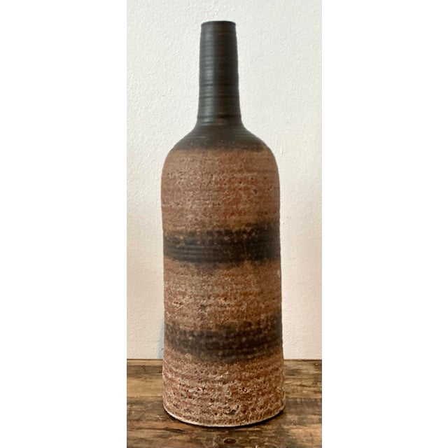 Brown Vintage Original Studio Pottery Vase For Sale - Image 8 of 12