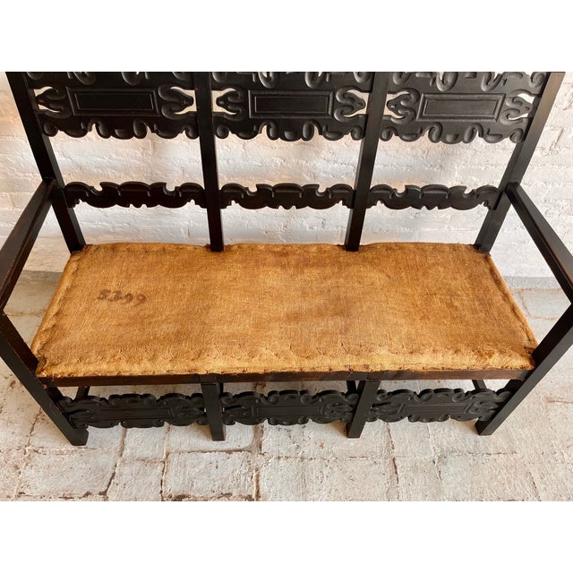 Black Vintage Italian Bench with Carvings, 1930s For Sale - Image 8 of 10