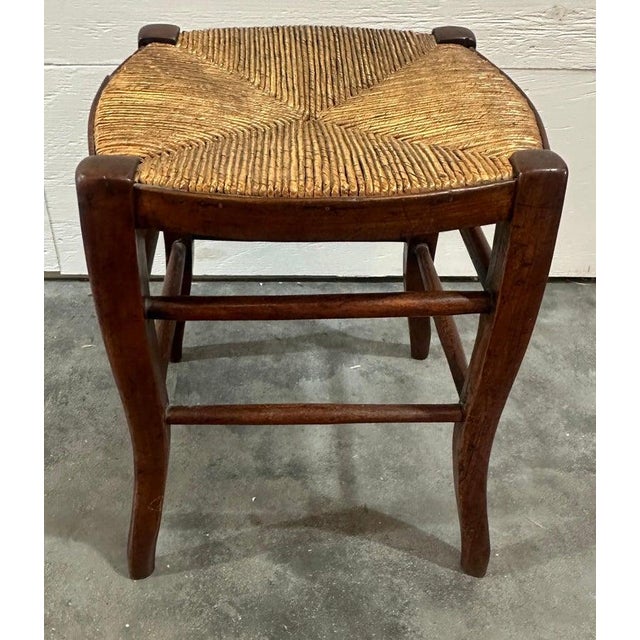 Late 19th Century Stools W/ Rush Seats - Pair For Sale - Image 4 of 6