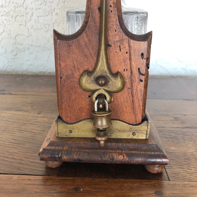 Victorian Antique English Oak Decanter Tantalus For Sale - Image 3 of 11