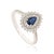 Blue Sapphire & Diamond Halo Vintage Engagement Ring in 18k White Gold Size 7 For Sale - Image 4 of 16