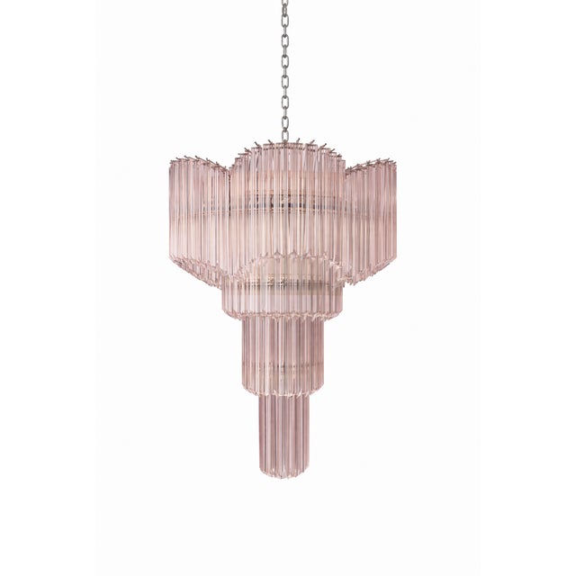 Murano Glass Sputnik Pink Quadriedro Spyral Italian Chandelier Diameter 60 cm = 23.7" Height 80 cm = 31.5 " more chain and...
