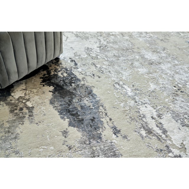 2020s Exquisite Rugs Cosmo Hand-Knotted New Zealand Wool & Bamboo Silk Silver/Gray/Ivory Rug-12'X15' For Sale - Image 5 of 7