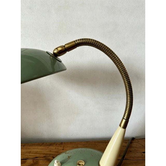 Green Vintage Italian Gooseneck Table Lamp, 1960s For Sale - Image 8 of 11