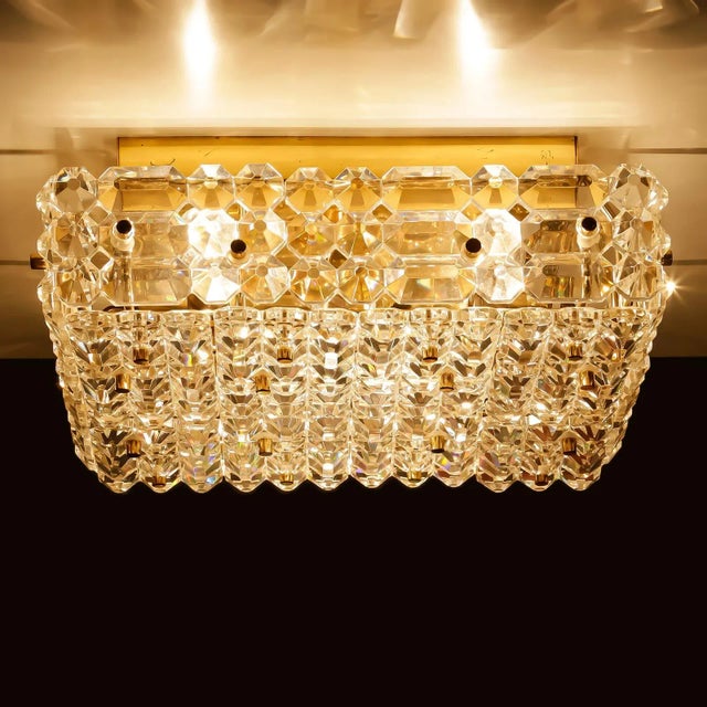 Mid-Century Modern Faceted Crystal Ceiling Light in Gold from Kinkeldey, 1960s For Sale - Image 3 of 9
